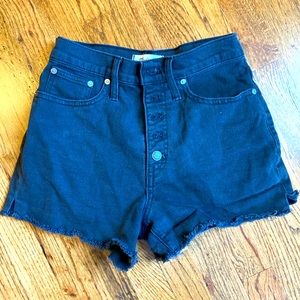 Madewell high rise black jean shorts